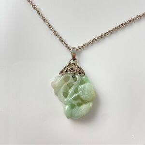 Vintage Carved Jade & Sterling Necklace